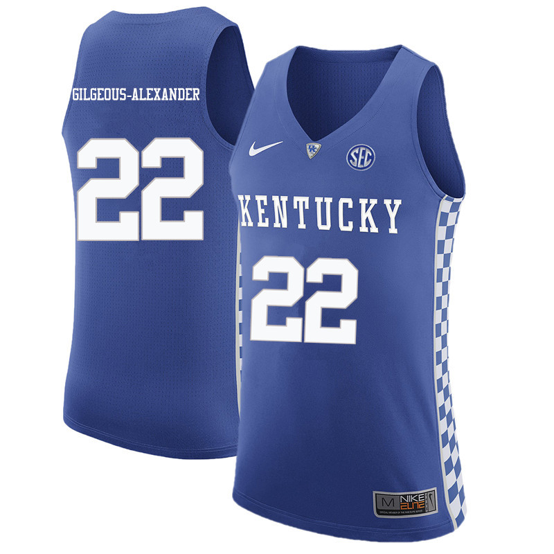 Men Kentucky Wildcats #22 Shai Gilgeous-Alexander College Basketball Jerseys Sale-Blue